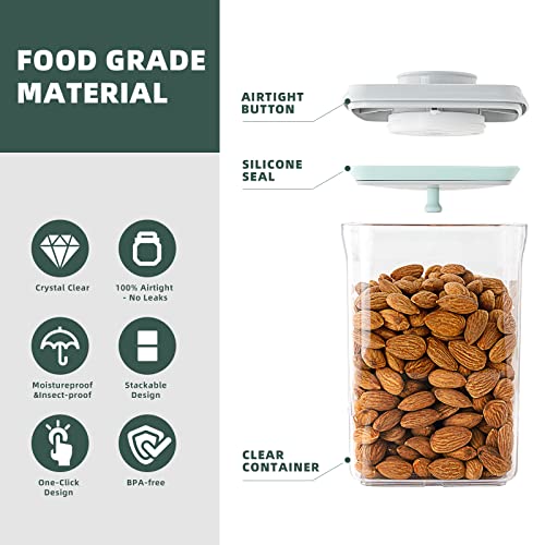 Pop Airtight Containers for Food Storage, Leakproof Air Tight Containers Pantry Storage Containers with Lids - Set of 2 (2.0Qt&0.9Qt) - color: 2 Pcs Set - 2Qt+0.9Qt