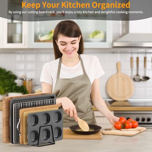 Cutting Board Organizer Kitchen Organizer Rack for Cutting Board, Bakeware, and Cookie Sheet, 5-Slot Heavy-Duty Steel Cookware Holder,Rust-Resistant with Anti-Slip Feet (2, Small) - size: Small（2PCS）