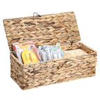 Sumnacon Wicker Storage Basket with Lid Rectangle Wicker Basket with Lid for Toiletries Tampon Storage,Toilet Tank Topper Basket Water Hyacinth Storage Baskets for Shelf Bathroom Toilet Table