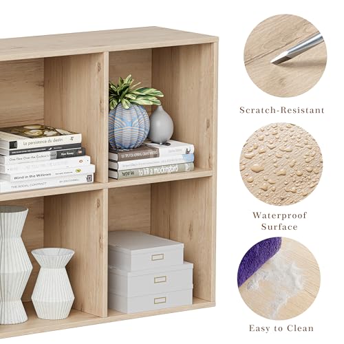 VDNEND Wooden Cube Storage Organizer with Closed Back Panel, 11in Cube Shelf Opening, Bookshelf, Display Shelf,Closet Cabinet for Home and Office (White Oak, 6-Cube 35.98L*9.45W*24.09H) - color: White Oak, size: 6-Cube 35.98L*9.45W*24.09H