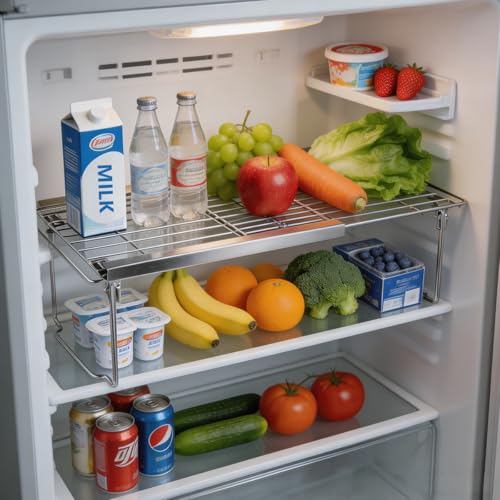 Orgneas Expandable Cabinet Shelf Organizer, Adjustable Freezer Shelf 15.8"-22" Thickened Heavy Duty Organizer and Storage Shelves for Kitchen Cabinet Pantry Refrigerator, 2 Pcs - color: Thickened Expandable 2Packs