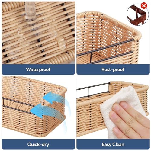 GRANNY SAYS Shower Caddy Hanging, 2 Pack Bathroom Shelves for Shower, Waterproof Shower Shelf for Inside Shower, Shower Shelves for Organization and Storage, Wicker Shower Rack for Home Decor, Natural - color: Natural, size: Rectangular
