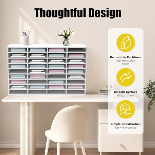 Literature Organizer 36 Compartment Office Mailbox Classroom Mailbox Organizer Wooden Mailbox Sorter Particle Board with Adjustable Shelves for Home Office and Classroom