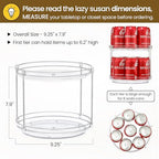 2 Tier Non-Skid Acrylic Lazy Susan Turntable Organizer - Rotating Spice Rack - Spinning Organization Tray for Kitchen, Pantry, Countertop, Closet, Bathroom, Vanity, Medicine Cabinet Organizing, 9.25'' - size: 9.25in-1 Set