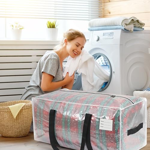 VTSVTS 6 Pack Extra Heavy Duty Large Moving Bags with Comfortable Handle & Strong Zipper,Storage Totes for Space Saving Moving Storage College Supplies Alternative to Moving Box,Clear - color: Clear, size: 6 Pcs