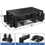 Simple Trending Desk Organizer and Accessories, 2 Tier Computer Metal Monitor Stand Riser with Drawer and Pen Holder for Laptop, Computer, iMac, Black