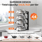 MUDEELA 2 Pack Pots and Pans Organizer under Cabinet, 4-Tier Heavy Duty Pan Organizers inside Cabinet Kitchen Storage, Adjustable Pot Rack Holds up to 44 LB Cast Iron Skillets Shallow Cookware - style: 4-Tier 2Pack