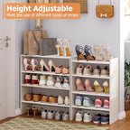 X-cosrack 2 Pack 2-Tier Shoe Rack Organizer for Closet, Expandable and Adjustable White Shoe Rack, Stackable Iron Wood Combination Shoe Storage Shelves for Closets, Entryway, Small Space, Garage - size: 2 Pack 2 Tier