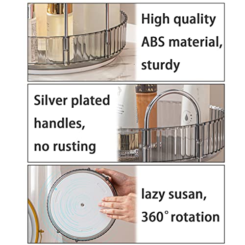 shuang qing Rotating Makeup Organizer for Vanity, High-Capacity Skincare Clear Make Up Storage Perfume Organizers Cosmetic Dresser Organizer Countertop 360 Spinning (Gray, 2 Tier) - color: Gray, size: Regular-2 Tier