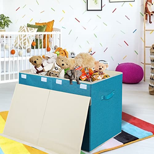 popoly Large Toy Box Chest Storage with Flip-Top Lid, Collapsible Toy Bin Storage Organizer for Boys, Kids, Girls, Toys, Playroom Organizers, 25"x13" x16"(Linen Teal) - color: Large Teal