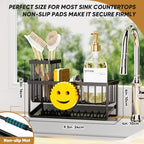 Sponge Holder for Kitchen Sink,Smiley Face Sink Caddy with Removable Brush Holder,Self-Draining Sponge Caddy for Sponge,Soap,Dish Brush,Scrubber,Kitchen Essentials and Gadgets - color: 1 Tier Black