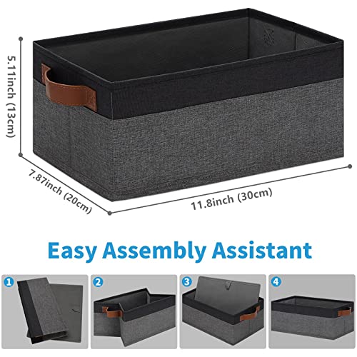 GhvyenntteS Small Fabric Storage Bins with Handles 6 Pack, 11.8" x 7.87" x 5.11" Storage Baskets for Shelves, Baskets for Organizing Clothes Underwear Socks Hats DVDs (Grey/Black) - color: Grey&Black, size: Small-11.8"x 7.87"x 5.11"-6pcs