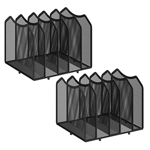 Simple Trending Mesh Desktop File Sorter Organizer, 5-Section Bookshelf for Desk Home Office, Black - style: 2BK-5 Section Black