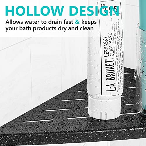 Qeke Corner Shower Shelf Matte Black, 304 Stainless Steel 11.5” Recessed Corner Shelf Bathroom for Tiled Wall, Floating Shower Shelves Shampoo Holder, No Drilling, 2 Pack - color: Matte Black