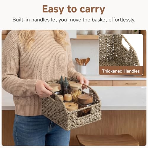 StorageWorks Wicker Baskets for Organizing, Pantry Organizers and Storage, Seagrass Storage Basket for Pantry Shelves, Natural, 2 Pack - color: Natural(Seagrass), size: 2x 8½"L x 10"W x 7½"H