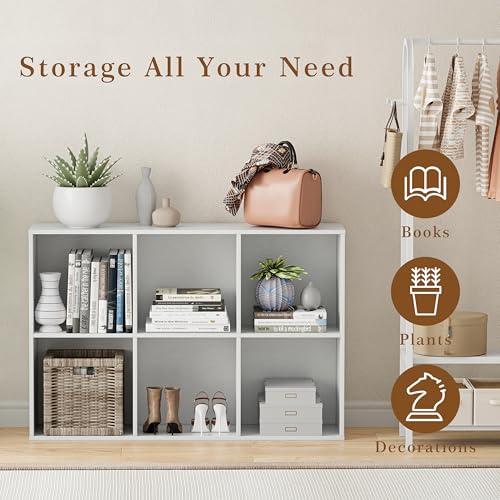 VDNEND Wooden Cube Storage Organizer with Closed Back Panel, 11in Cube Shelf Opening, Bookshelf, Display Shelf,Closet Cabinet for Home and Office (Embossed White, 6-Cube 35.98L*9.45W*24.09H) - color: Embossed White, size: 6-Cube 35.98L*9.45W*24.09H