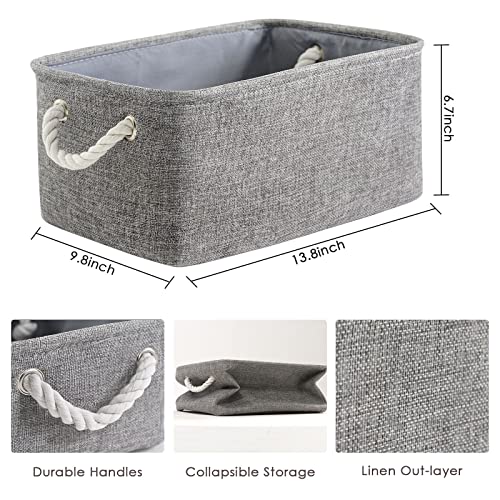 TheWarmHome Storage Bins - Medium 3 Pack Storage Baskets for Organizing Shelves | Fabric Storage Cubes Organizer for Linen Closet Nursery Home Decor Grey - color: Grey, size: 3PCS/Medium -13.8Lx9.8Wx6.7H