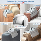 Couch Arm Cup Holder CLESOO Couch Arm Tray Anti-Slip Couch Cup Holder Silicone Sofa Armrest Tray Dual Side Pocket Couch Drink Holder Sofa Caddy Arm Remote Holder Snack Caddy with Phone Holder Grey - color: Grey
