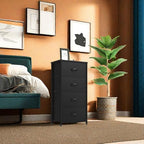 DWVO Storage Tower with 4 Drawers - Fabric Dresser, Organizer Unit, Living Room, Closets - Sturdy Steel Frame, Easy Pull Fabric Bins & Wooden Top - color: Cool Black, style: 4-Drawer