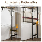 Golpart 3-Tier Over-The-Toilet Storage Shelf,Heavy-Duty Adjustable Bathroom Rack with 2 Mesh Baskets,Toilet Paper Holder & Hooks,Space-Saving Organizer for Bathroom,10”D x 24”W x 66”H,Black - size: Black with Baskets-10"D x 24"W x 66"H