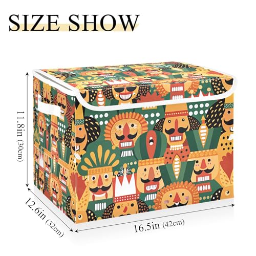 xigua Nutcracker Christmas Storage Bins with Lids and Carrying Handle,Foldable Storage Boxes Organizer Containers Baskets Cube with Cover for Home Bedroom Closet Office - color: Nutcracker Christmas