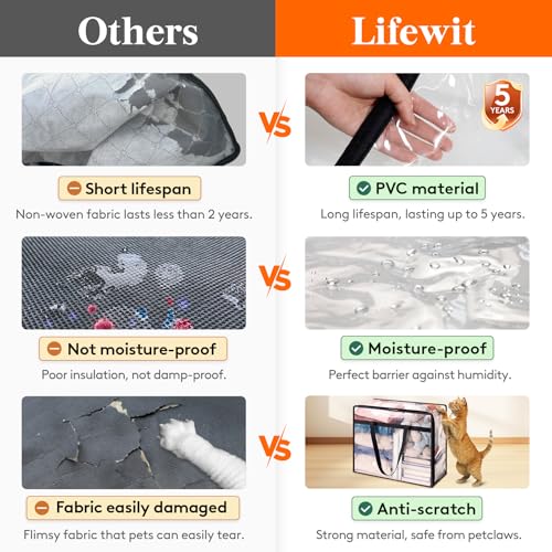 Lifewit 3 Pack Clear Clothes Storage Bags, 95L Plastic Blanket Storage Bag, Vinyl Foldable Moving Bags with Zipper, Closet Organizers and Storage Containers for Bedding, Duvet, Comforter - size: 95L