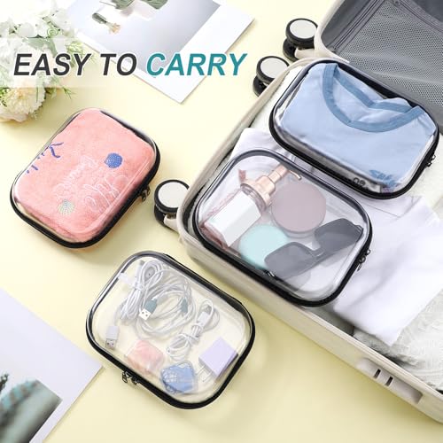 Sanwuta 6 Pcs Clear Hard Zipper Case Plastic Zipper Pouches Transparent Makeup Bag Pencil Case Pouches Toiletry Diaper Bag for Travel Toy Storage Organizer Bins(Black,7.87 x 5.9 x 2 Inch) - color: Black, size: 7.87 x 5.9 x 2 Inch