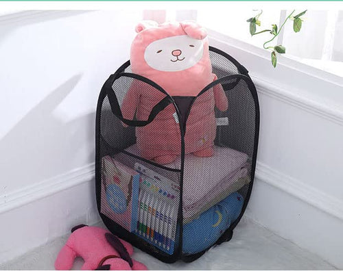 2 Laundry Baskets, pop-up Laundry Baskets, Foldable mesh Laundry Baskets (Each with 2 Reinforced Handles, Blue - color: 2 blue