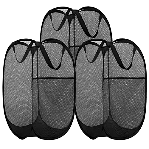 BATTOO Deluxe Strong Mesh Pop up Laundry Hamper Basket with Side Pocket for Laundry Room, Bathroom, Kids Room, College Dorm or Travel 3 Pack Black - color: Black, size: 3 pack