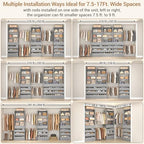 Aheaplus Closet System with 12 Drawers, 8.5-11.5Ft Wood Closet Organizer System with 4 Hanging Rods & 3 Towers, 4Ft & 6Ft L-Shaped Walk-in Closets Wardrobe Organizer Clothes Rack, Set of 3, Grey1 - color: Grey