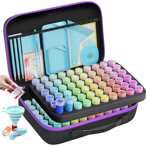 ARTDOT 120 Slots Storage Container for Diamond Art Kits for Adults,Portable Bead Storage Boxes for Diamond Painting Accessories and Tools - color: Black, size: Large