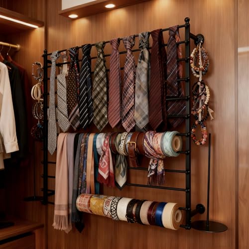 12 Layers Black Wall Display Stand Wrapping Paper Ribbon Organizer Holder Storage Scarf Tie Belt Towel Spool Sewing Tool Hijab Metal Shelving for Home, Retail Stores, Flower Shop,Studio-120cm - color: Black, size: L: 47.2 in, H: 47.2 in