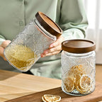 Adodeen 3-Pack 24oz Glass Jar With Airtight Lid,Kitchen Canisters For Countertop,Coffee Sugar Container Set,Pantry Glass Storage Containers For Flour,Candy,Loose Tea,Snack, mason jars - color: Sunflower/Bigonia/window-24oz