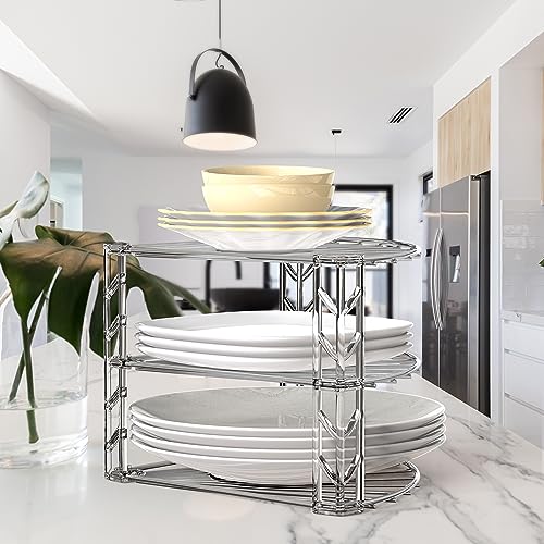 Simple Houseware 3-Tier Counter Corner Shelf Organizer, Chrome - color: Chrome
