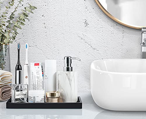 Luxspire Bathroom Vanity Tray, Resin Dresser Jewelry Ring Dish Tank Storage Kitchen Sink Countertop Organizer Plate Holder for Perfume Candles Soap Towel Plant Bathroom Accessories, M, Matte Black - color: Black, style: M