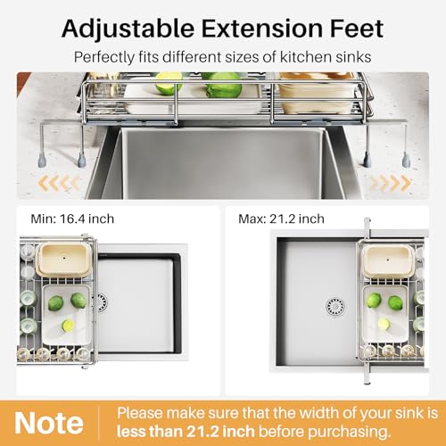 SNTD Dish Drying Rack - Extendable Dish Rack, Large Sink Drying Dish Drainer for Kitchen Counter, Stainless Steel Dish Strainer with Utensil Holder (Silver) - color: Silver