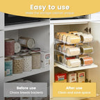 Can Organizer for Pantry, Stacking Can Storage Organizer Pantry, Automatic Can Rack for Fridge, 3Tire 3 Columns Can Holder for 36 Cans, Canned Goods Organizer Suitable for Cabinet Pantry Countertop
