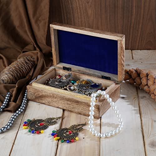 Ajuny Wooden Box with Hamsa Hand Carved Decorative Multipurpose Use Jewelry Organizer Travel Treasure Chest Trinket Holder Gift - 8 X 5 Inch - style: Hamsa Hamsa