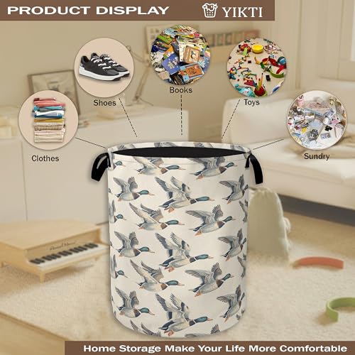 Vintage Mallard Duck Laundry Basket,Rustic Farmhouse Clothes Hamper,Oxford Cloth Collapsible Nursery Hamper Storage Organization for Bedroom,Bathroom,Office,College Dorms,16x20 Inch - color: Vintage Mallard Duck
