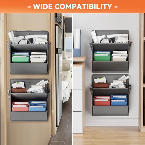2 Pack RV Shoe Storage with Sticky Adhesive Tape, Over the Door Shoe Rack, Wall Hanging Shoe Organizer with Large Deep Pockets for Camper, Narrow Space Saving Closet Organizers - Grey - color: Grey