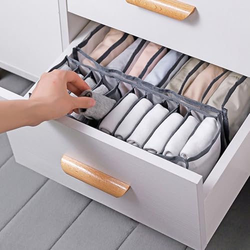 7-Compartment Underwear Storage Box, Foldable Closet Organizer for Bras, Socks, and Accessories, Space-Saving Design, Grey - color: Grey, size: 1.7X1.7X5.7inch