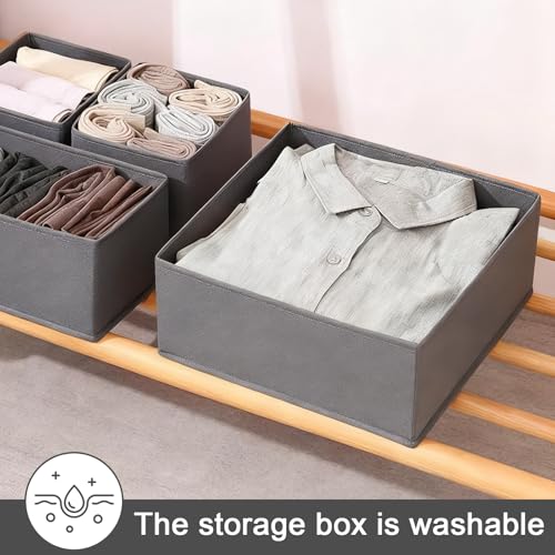 1 Pcs Drawer Organizer Storage Box for Underwear Socks Closet Divider for Wardrobe Dresser Vanity Space Saving Use(Grey) - color: Grey-2, size: Large