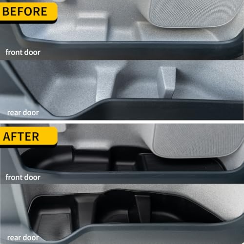 Door Side Storage Tray Compatible with 2022-2025 (Not fit 2026) Ford Maverick Side Door Storage Box Car Side Organizer Phone Pocket Silicone Front & Rear 4PCS Maverick Accessories (Black) - color: Black