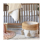 Crane Baby Boho Safari Nursery Decor Baby Storage Bin, Cotton & Jute Collapsible Fabric Basket Organizer, 13X12 Jute 13 X 12 Inches Beige - size: 13 x 12 Inches, style: Jute