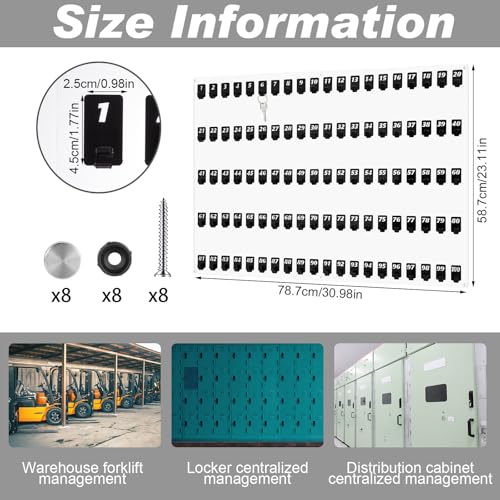 Beeveer Acrylic Key Board with 100 No. Hooks Wall Mount Key Rack Holder Hanger Storage Collection for School, Garage, Car Dealer, Office, Hotel, Real Estate(Transparent) - color: Transparent, size: 100 Hooks
