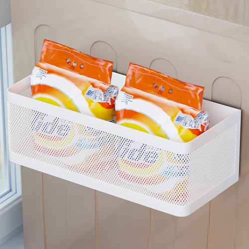 Magnetic Shelf for Washing Machine Magnetic Organizer for Laundry Washing Machine Shelf Hanging Basket Storage Magnetic Fridge Shelves Spice Rack for Refridgerator (White, L13.78in*W5.12in*H3.94in) - color: White, size: L13.78in*W5.12in*H3.94in