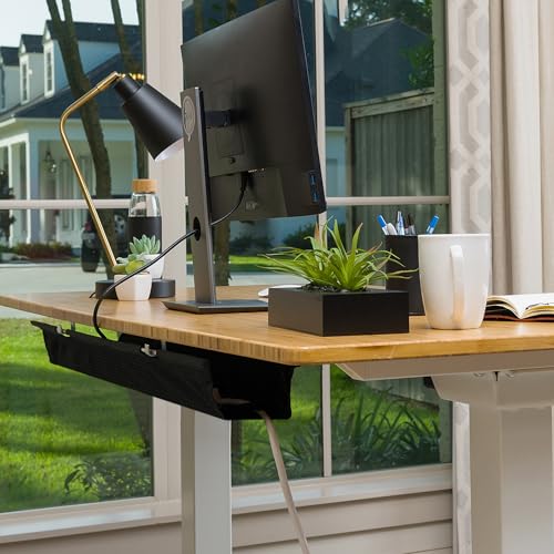 PERFECT POSTURE Mesh Cable Organizer – Under Desk Cable Management with Adjustable Straps, Flexible Mesh, Easy-Access Design, & Standing Desk Compatible – 37.4” (Black) - color: Black, size: 38"