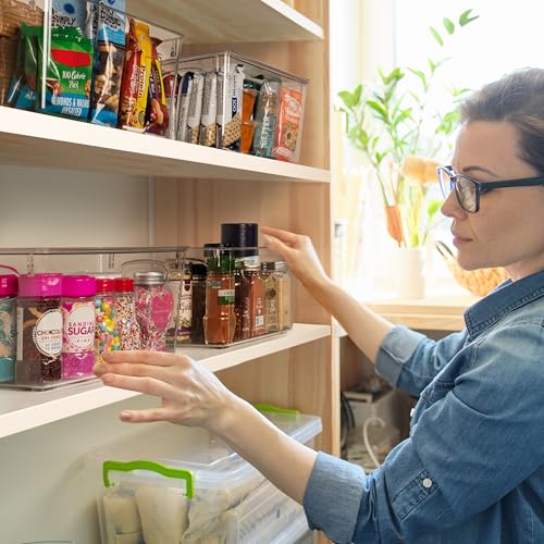 CLEARSPACE Plastic Pantry Organization and Storage Bins with Lids - Perfect Kitchen Organization or Kitchen Storage - Fridge Organizer, Refrigerator Organizer Bins, Cabinet Organizers - size: 10"L x 6"W x 5"H
