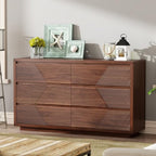 Ieejdn 55.12" Modern Chest of Drawer, 6 Deep Drawers,Clothes Organizer,Large Storage Cabinet for Living Room, Bedroom,Dresser TV Stand, Wood Drawer Organizer for Living Room, Hallway, Umber