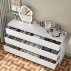 Furniouse Modern 9 Large Storage Drawers Dresser for Clothes Organizer, White Modern Chest of Drawers for Closet, 60" Long Drawer Organizer Cabinet for Bedroom,Living Room,Entryway,Hallway - size: 15"D x 59.1"W x 31.5"H (9 Drawers)